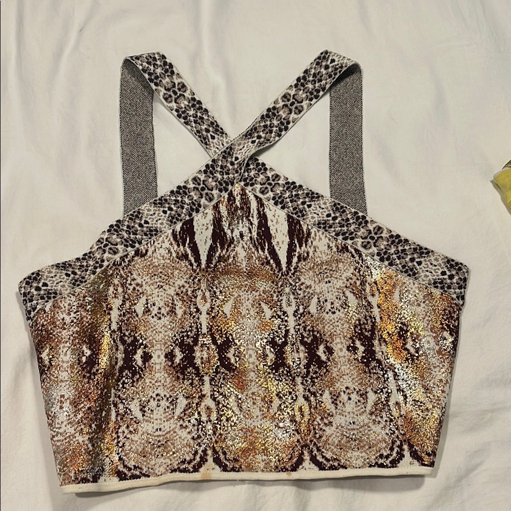 Stylish Snake Print Set - Brown and Cream